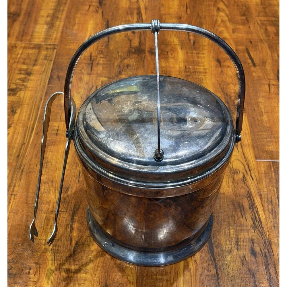 Vintage Bernard Rice's Sons Apollo E.P.C. Silver Plate 7103 Ice Bucket w/ Tongs